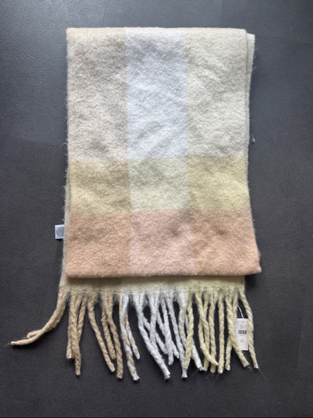 Anthropologie Pastel Plaid Fringe Scarf NWT